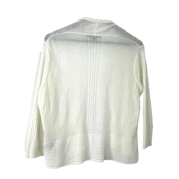 Apt 9 Women White Open Front Knit Cardigan Sweater Lightweight MP Petite 1423R4 - Picture 5 of 12